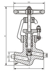 J61Y-200/250/320高压电站截止阀主要外形连接尺寸图